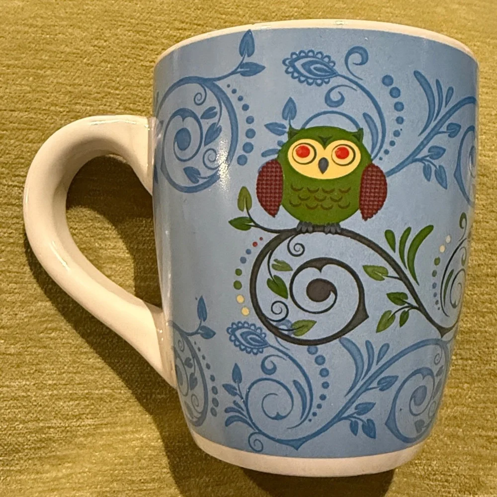 Debra Valencia Blue Harbor Oversized Coffee Mug with Owls
